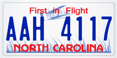 NC license plate AAH4117