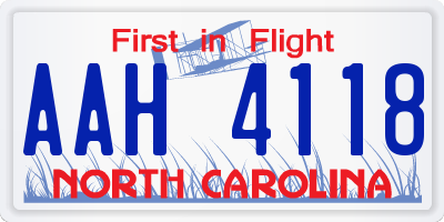 NC license plate AAH4118