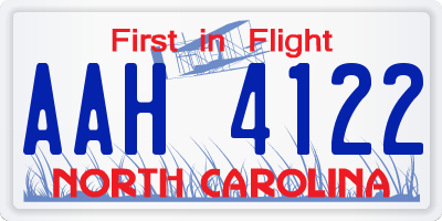 NC license plate AAH4122