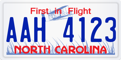 NC license plate AAH4123