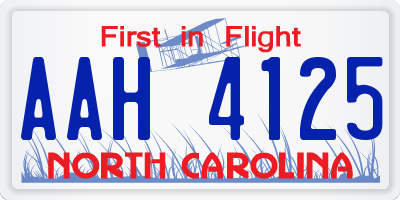 NC license plate AAH4125