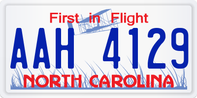 NC license plate AAH4129