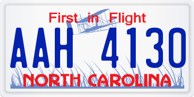 NC license plate AAH4130