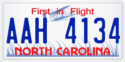 NC license plate AAH4134