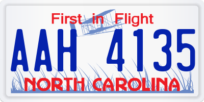 NC license plate AAH4135