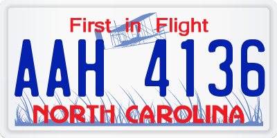 NC license plate AAH4136