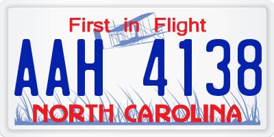 NC license plate AAH4138