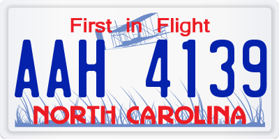 NC license plate AAH4139