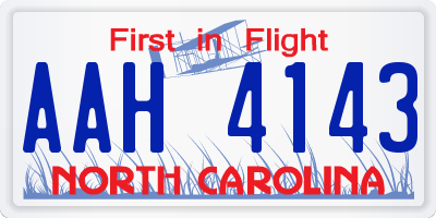 NC license plate AAH4143