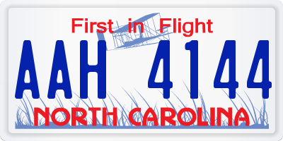 NC license plate AAH4144