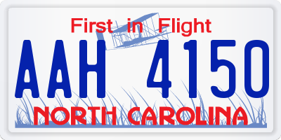 NC license plate AAH4150