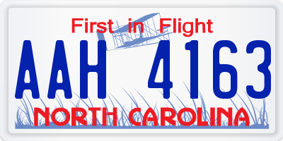 NC license plate AAH4163