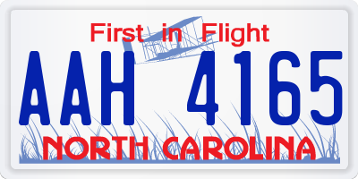 NC license plate AAH4165