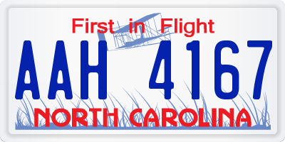 NC license plate AAH4167