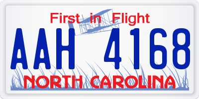 NC license plate AAH4168