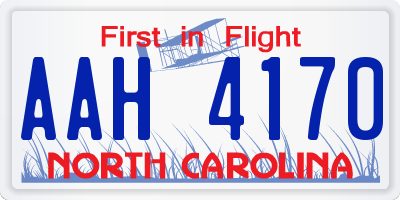 NC license plate AAH4170