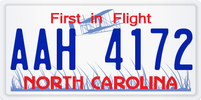 NC license plate AAH4172