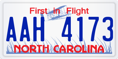 NC license plate AAH4173