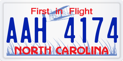 NC license plate AAH4174