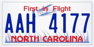 NC license plate AAH4177