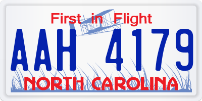 NC license plate AAH4179