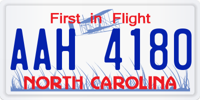 NC license plate AAH4180