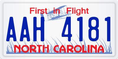 NC license plate AAH4181