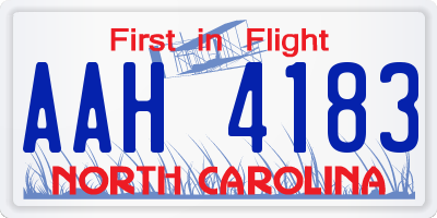 NC license plate AAH4183