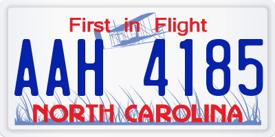 NC license plate AAH4185