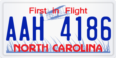 NC license plate AAH4186