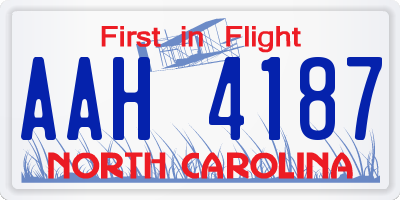 NC license plate AAH4187