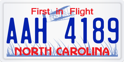 NC license plate AAH4189