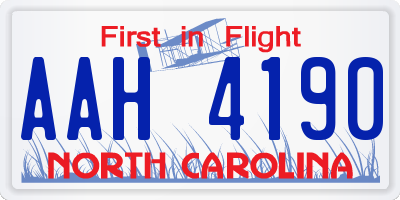 NC license plate AAH4190