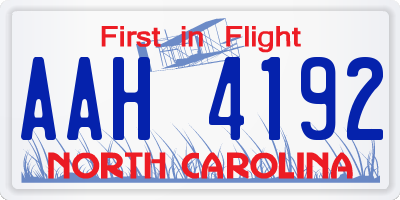 NC license plate AAH4192