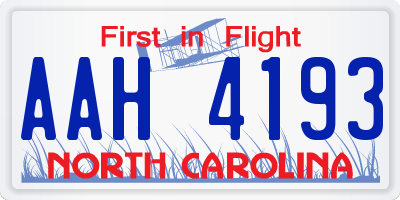 NC license plate AAH4193