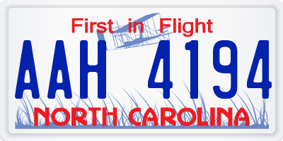 NC license plate AAH4194