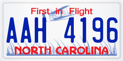 NC license plate AAH4196