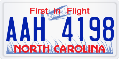 NC license plate AAH4198