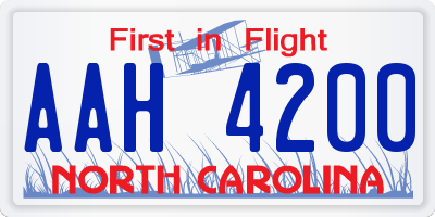 NC license plate AAH4200