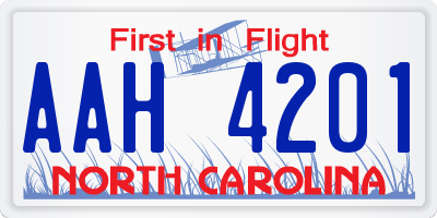 NC license plate AAH4201