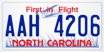 NC license plate AAH4206