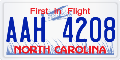 NC license plate AAH4208