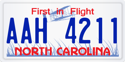 NC license plate AAH4211