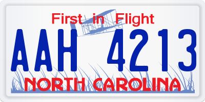 NC license plate AAH4213
