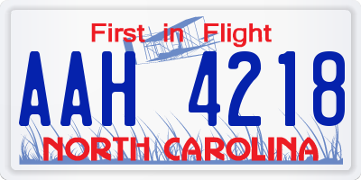 NC license plate AAH4218