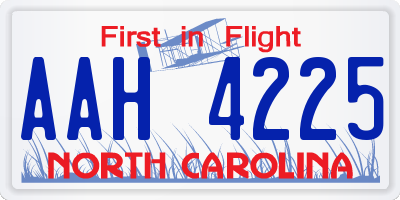 NC license plate AAH4225