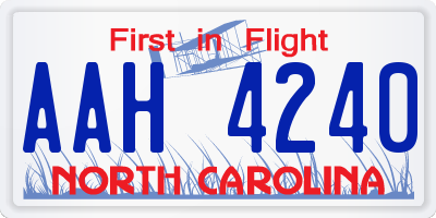 NC license plate AAH4240