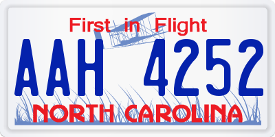 NC license plate AAH4252