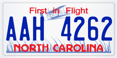 NC license plate AAH4262