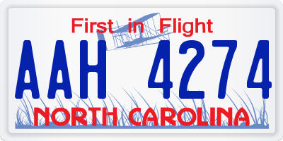 NC license plate AAH4274